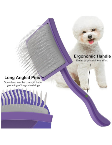 Cepillo Slicker Profesional Sebtle para Perros Grandes Morado