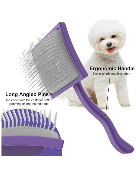 Cepillo Slicker Profesional Sebtle para Perros Grandes Morado