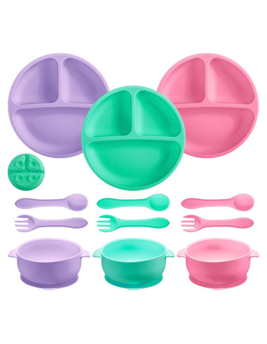 Juego de Tazones y Platos de Silicona Chengu para Bebés
