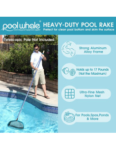 Red de Skimmer para Piscina POOLWHALE, Aluminio y Nylon, 43.2x24.1cm 2