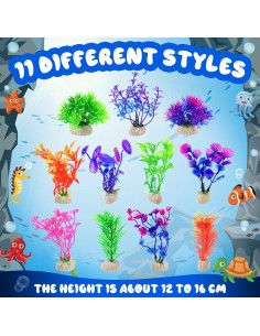 Jexine 100 Rocas Brillantes para Acuario + 10 Plantas Artificiales 2