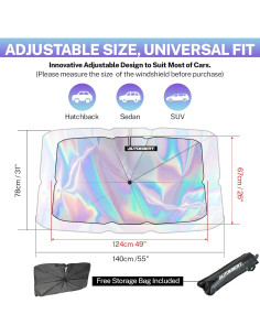 Protector Solar Plegable XUKEY para Parabrisas y Ventanas 2
