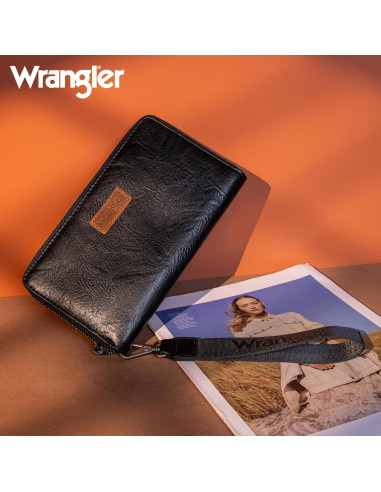 Billetera de Mujer Wrangler 119001BK Negra de Cuero Vegano