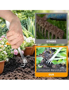 Rastrillo de Raíces Acero Inoxidable Flylin 24.5cm 3 Púas 2