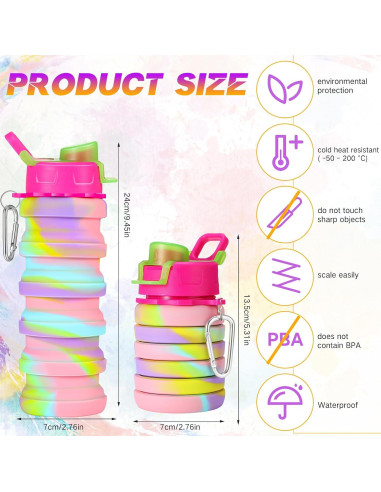 20 Botellas de Agua Plegables Sunnyray 500 ml Camuflaje