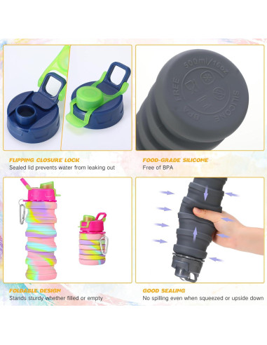 20 Botellas de Agua Plegables Sunnyray 500 ml Camuflaje