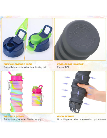 20 Botellas de Agua Plegables Sunnyray 500 ml Camuflaje