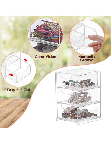 Organizador de Escritorio Acrílico BTSKY 3 Cajones 7.9x8.9x13cm