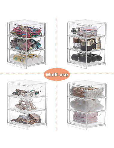 Organizador de Escritorio Acrílico BTSKY 3 Cajones 7.9x8.9x13cm