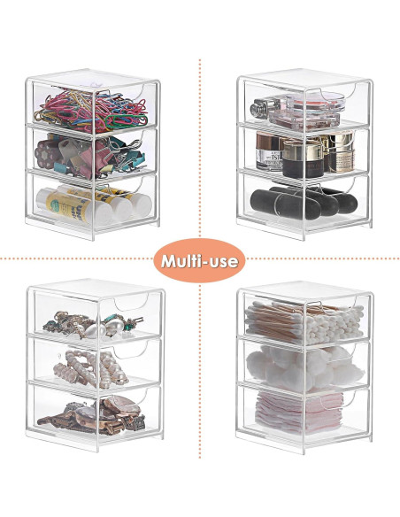 Organizador de Escritorio Acrílico BTSKY 3 Cajones 7.9x8.9x13cm