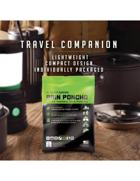 Poncho de Lluvia de Emergencia Everlit Mylar 119.4x101.6cm