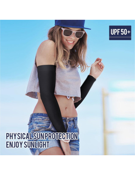 Mangas de brazo GOUNOD UV 50 para hombres y mujeres - 1 par negro