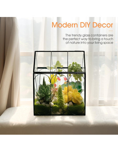 Terrario de Plantas de Vidrio RIFNY 18x12x22 cm con Tapa