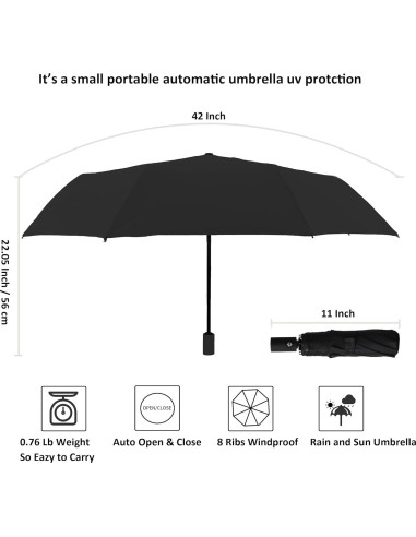 Paraguas de Viaje BAODINI Compacto UV 50+ 106.68 cm Paquete 2