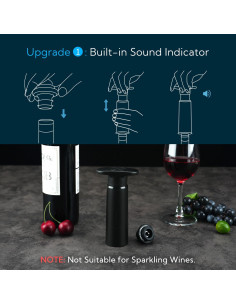 Bomba de Vacío para Vino KITCHENDAO con 2 Tapones Reutilizables 2