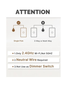 Interruptor de Pared Táctil Inteligente MOES Matter Blanco 1 Gang 2