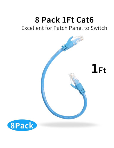 Cable Ethernet Cat6 RIIEYOCA 30cm - Paquete de 8 Unidades