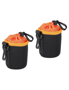 Bolsa de Lente de Neopreno PATIKIL 2 Pcs 75x100mm Negra/Naranja