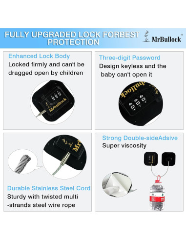 Cerradura de Refrigerador Sin Llave para Niños - Seguridad Negra