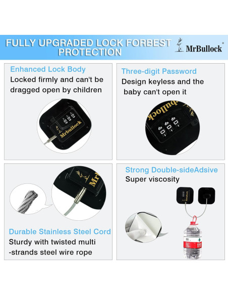Cerradura de Refrigerador Sin Llave para Niños - Seguridad Negra