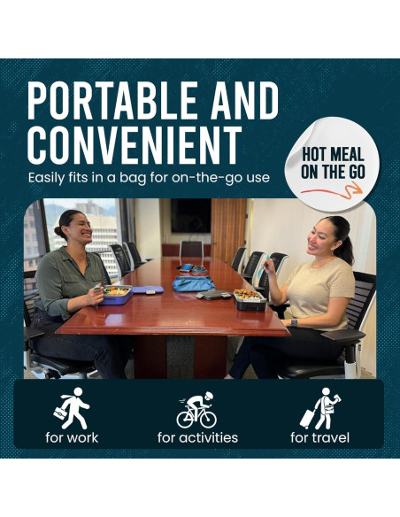 Hot Bento Caja Almuerzo Autocalentable Portátil 2L Negro