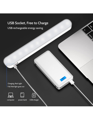 Luz LED Bajo Gabinete AKSDA N106 Recargable 20 LEDs 350LM