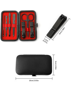 Juego de Manicura 8 en 1 MDOZQ Negro con Estuche de Cuero 2