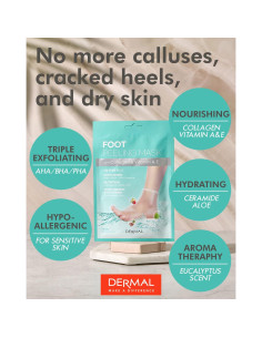 Mascarilla Exfoliante para Pies Dermal Korea - 2 Paquetes con Aloe Vera y Colágeno 2