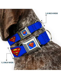 Collar de Perro Buckle-Down Escudo Superman Azul 22.86-38.1 cm 2