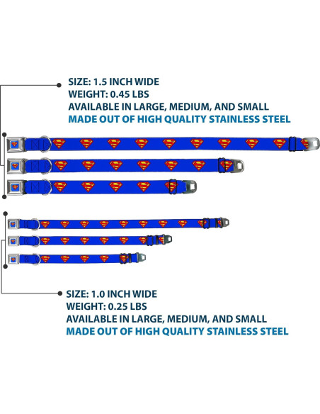 Collar de Perro Buckle-Down Escudo Superman Azul 22.86-38.1 cm Collar de Perro Buckle-Down Escudo Superman Azul 22.86-38.1 cm