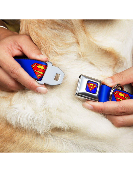 Collar de Perro Buckle-Down Escudo Superman Azul 22.86-38.1 cm Collar de Perro Buckle-Down Escudo Superman Azul 22.86-38.1 cm