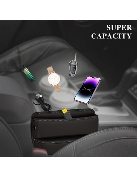 Organizador de Espacio entre Asientos Kutyun de Cuero Negro