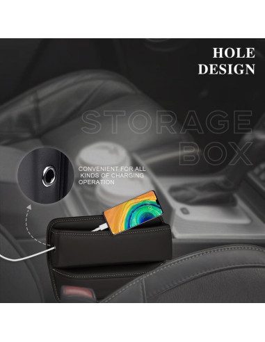 Organizador de Espacio entre Asientos Kutyun de Cuero Negro