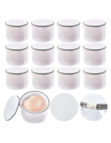 12 Bolsas de Malla para Lavandería Woanger 15x18 cm Gris