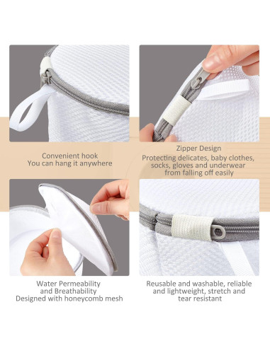 12 Bolsas de Malla para Lavandería Woanger 15x18 cm Gris