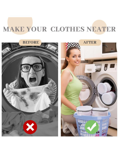 12 Bolsas de Malla para Lavandería Woanger 15x18 cm Gris