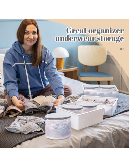 12 Bolsas de Malla para Lavandería Woanger 15x18 cm Gris