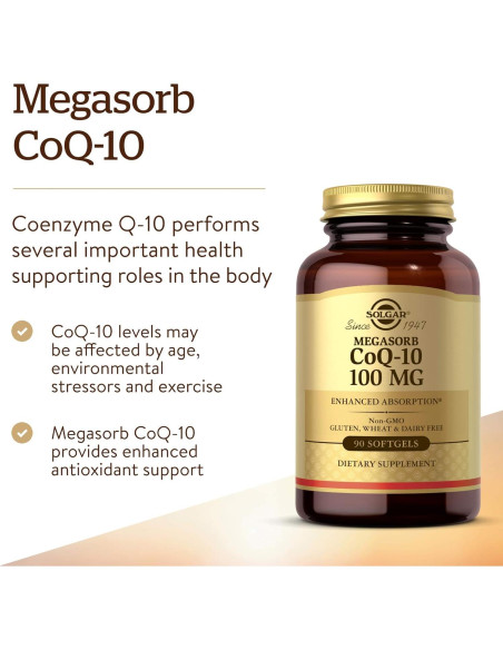 Suplemento CoQ-10 Solgar 100 mg 90 Softgels - Salud Cardíaca