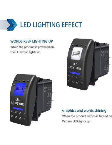 Interruptor de Palanca 5 Pin SPST Purishion 12V 24V Azul