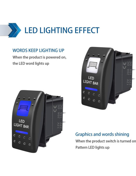 Interruptor de Palanca 5 Pin SPST Purishion 12V 24V Azul