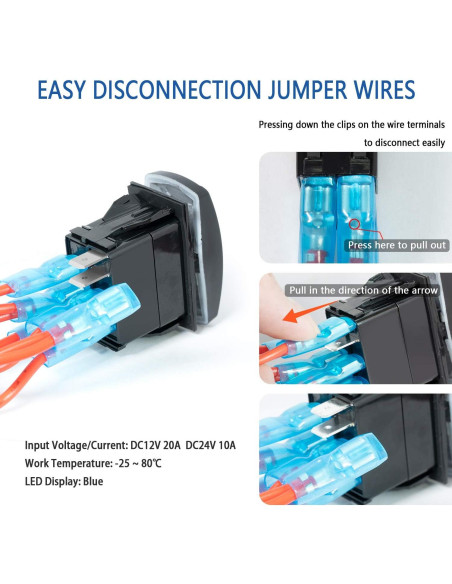 Interruptor de Palanca 5 Pin SPST Purishion 12V 24V Azul