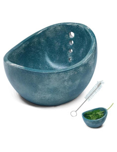 Tazón Deshojador de Hierbas Juglok, Cerámica Azul, 10.7 cm