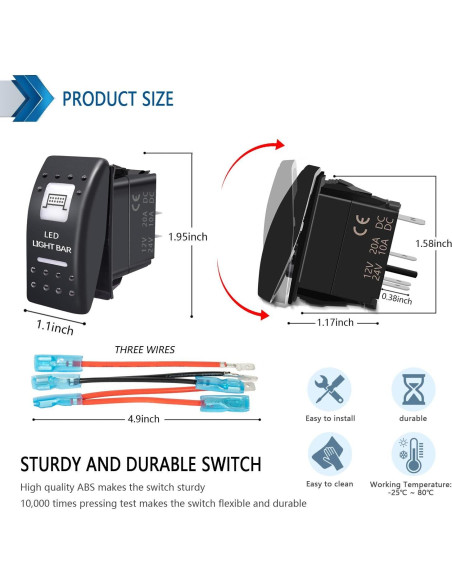 Interruptor de Palanca 5 Pin SPST Purishion 12V 24V Azul