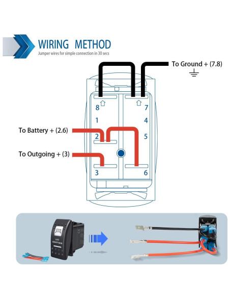 Interruptor de Palanca 5 Pin SPST Purishion 12V 24V Azul