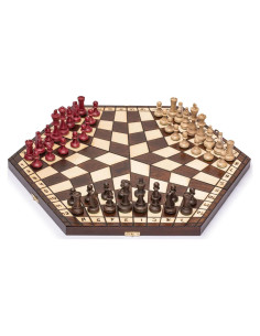 Juego de Ajedrez de Madera Husaria para 3 Jugadores - 54 cm