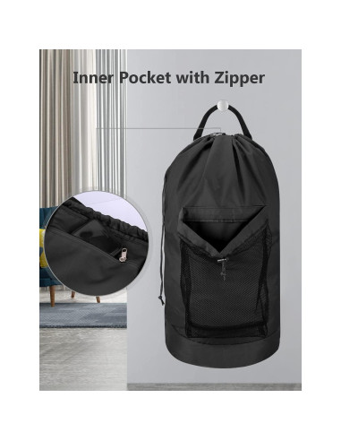 Bolsa de lavandería mochila Dalykate negra, nylon 73.66 cm