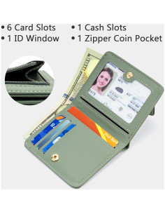 Billetera Compacta Bifold Gostwo Verde con Bloqueo RFID 2