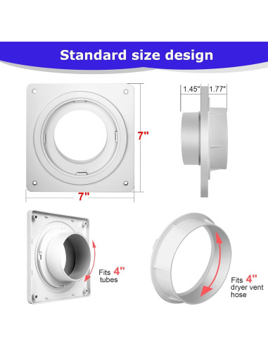 Kit Conector Ventilación Secadora Senshare 4" Rápido 7x7cm