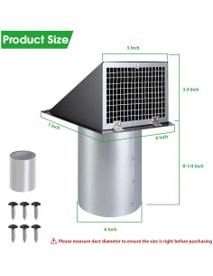 Cubierta de Ventilación Negra JYINCPED 10 cm Acero Galvanizado 2