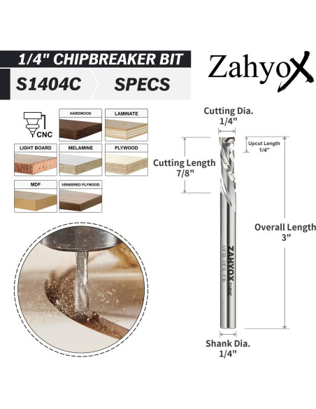 Fresa de Compresión Zahyox 1/4" (6.35 mm) para CNC
